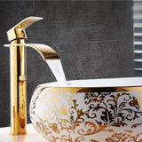Brass Gold & White Waterfall Luxury Bathroom Faucet - Avenila - Interior Lighting, Design & More