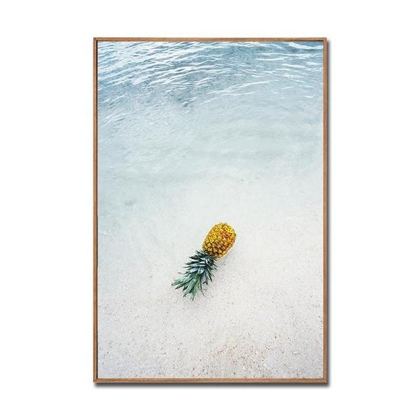 Canvas Painting Seascape Poster Beach Sea Tree Sand Ocean Pineapple Poster Nordic Style Print Wall Picture For Living Room - Avenila - Interior Lighting, Design & More