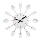 Cutlery Metal Kitchen Wall Clock Spoon Fork Creative Quartz Wall Mounted Clock - Avenila - Interior Lighting, Design & More