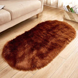 Ellipse Soft Faux Sheepskin Fur Chair Cushion Area Rugs for Bedroom Floor Shaggy Silky Plush Carpet White Bedside Mat - Avenila - Interior Lighting, Design & More