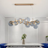 Flush Mount Modern Glass Blue & Gold Living Room Chandelier - Avenila - Interior Lighting, Design & More