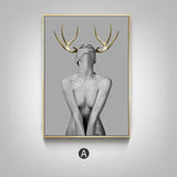 Gold Antlers Girl Poster | Wall Art Home Decor - Avenila - Interior Lighting, Design & More