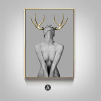 Gold Antlers Girl Poster | Wall Art Home Decor - Avenila - Interior Lighting, Design & More