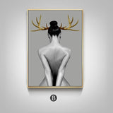 Gold Antlers Girl Poster | Wall Art Home Decor - Avenila - Interior Lighting, Design & More