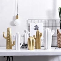 Golden & White Cactus Statue Interior Design Pieces - Avenila - Interior Lighting, Design & More