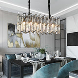 Luxury Rectangle Black Modern Crystal Chandelier 80cm Length 22cm Width - Avenila - Interior Lighting, Design & More