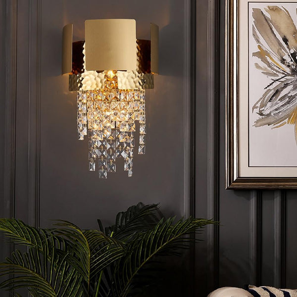 Modern Crystal Gold Plated Bedroom Wall Lamp - Avenila - Interior Lighting, Design & More