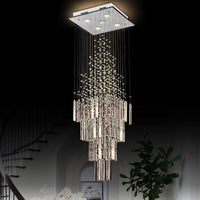 Modern Luxury Hanging Columnar Chandelier Crystal Design Lamp with Square Base - Avenila - Interior Lighting, Design & More