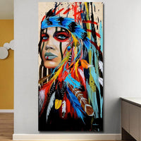 Modern Wall Art Prints Coloful Girl Feathered Women Canvas Painting For Living Room Home Decor free shipping Unframed - Avenila - Interior Lighting, Design & More