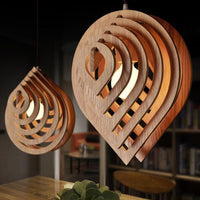 Modern Wood Pendant Light E27 Nordic Wooden Water Drop Pendant Lamp Loft Pendant Lights Dining Room Home Lighting Decor - Avenila - Interior Lighting, Design & More