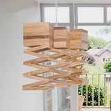 Oak Wood 10 1/2" Wide Square Falling Wooden Pendant Lamp - Avenila - Interior Lighting, Design & More