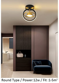 Orbital Modern Luxury Ceiling Hallway Corridor Black White and Gold Light - Avenila - Interior Lighting, Design & More