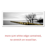 Calm Lake Surface Yellow Long Bridge Scene Black White Canvas Paintings Poster Prints Wall Art Pictures Living Room Home Decor