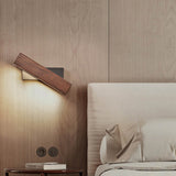 Modern Nordic Solid Wood LED Rotating Bedroom Wall Lamp