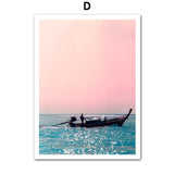 Canvas Painting Beach Ship Sea Wall Art Nordic Posters And Prints Pineapple Home Decoration Pictures For Living Room