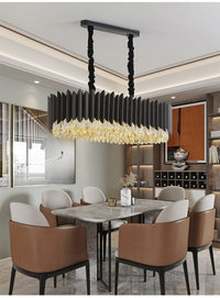 Rectangle Kitchen Island Black Crystal Chandelier - Avenila - Interior Lighting, Design & More