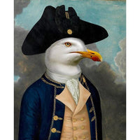 Revolutionary Seagul Captain Soldier | Wall Art Posters And Prints Animal Wearing a Hat Canvas Painting - Avenila - Interior Lighting, Design & More