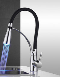 Rubber Chrome LED Pullable Kitchen Faucet - Avenila - Interior Lighting, Design & More