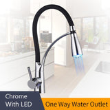 Rubber Chrome LED Pullable Kitchen Faucet - Avenila - Interior Lighting, Design & More