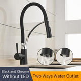 Rubber Chrome LED Pullable Kitchen Faucet - Avenila - Interior Lighting, Design & More