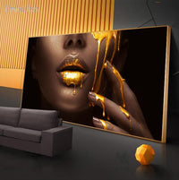 Rupi Women Face With Golden Liquid Large Wall Art For Living Room - Avenila - Interior Lighting, Design & More