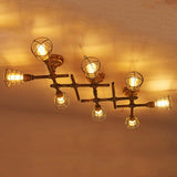 Rustic Industrial Semi Flush Ceiling Light Steampunk Pipe Fixture Pendant Lamp - Avenila - Interior Lighting, Design & More