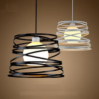 Simple Iron Spiral Pendant Lamp Light Shade 32cm Black / White - Avenila - Interior Lighting, Design & More