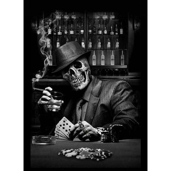 Skeleton Playing Poker Smoking Cigar Poster | Avenila Wall Art Posters And Prints - Avenila - Interior Lighting, Design & More