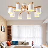 Solid Wood LED Ceiling Chandelier Light E27 With Iron Lampshade - Avenila - Interior Lighting, Design & More