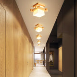 Tatami Japanese Ceiling Light for Home Lighting Glass Lampshade E27 LED Ceiling Lamp Wood Base Hallways Porch Fixtures - Avenila - Interior Lighting, Design & More
