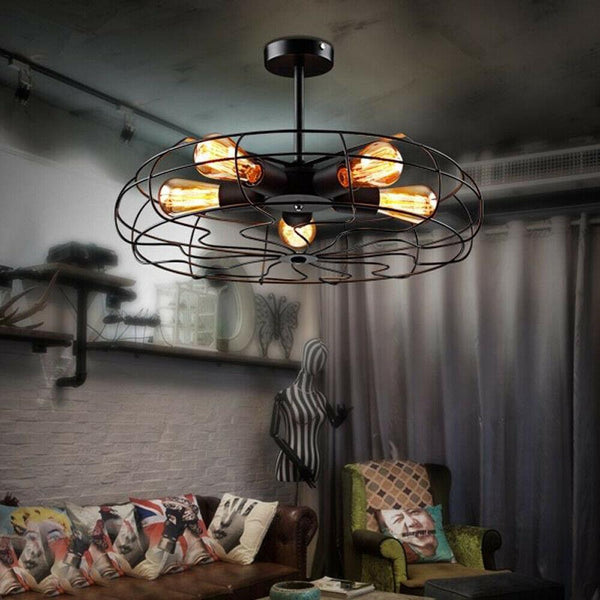 Vintage Industrial Ceiling Light Pendant Lamp Metal Fan Cage Fixture - Avenila - Interior Lighting, Design & More