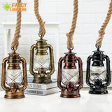 Vintage Kerosene Pendant Lamp With Free Bulb E27 Hemp Rope Hanging Lamp - Avenila - Interior Lighting, Design & More