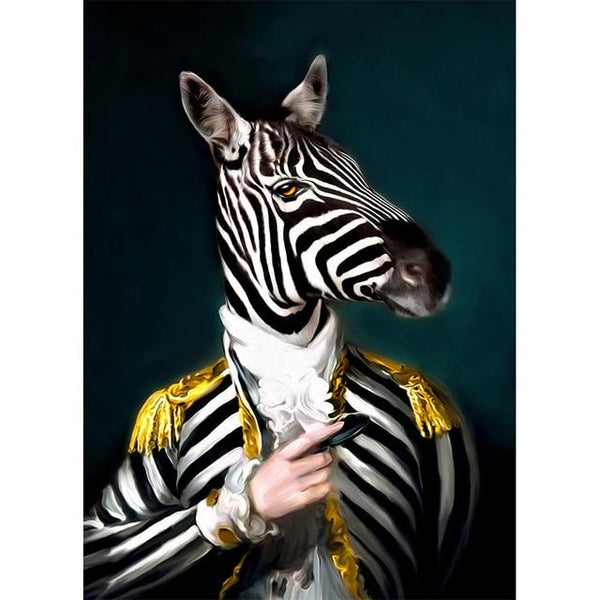 Zebra Revolutionary Soldier Poster | Wall Art Posters And Prints Animal Wearing a Hat Canvas Painting - Avenila - Interior Lighting, Design & More